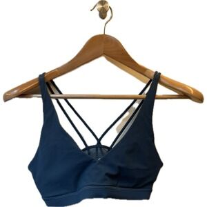 Lululemon Blue Strappy Workout Sports Active Bra Blue Sz M (B Cup Sz 6)